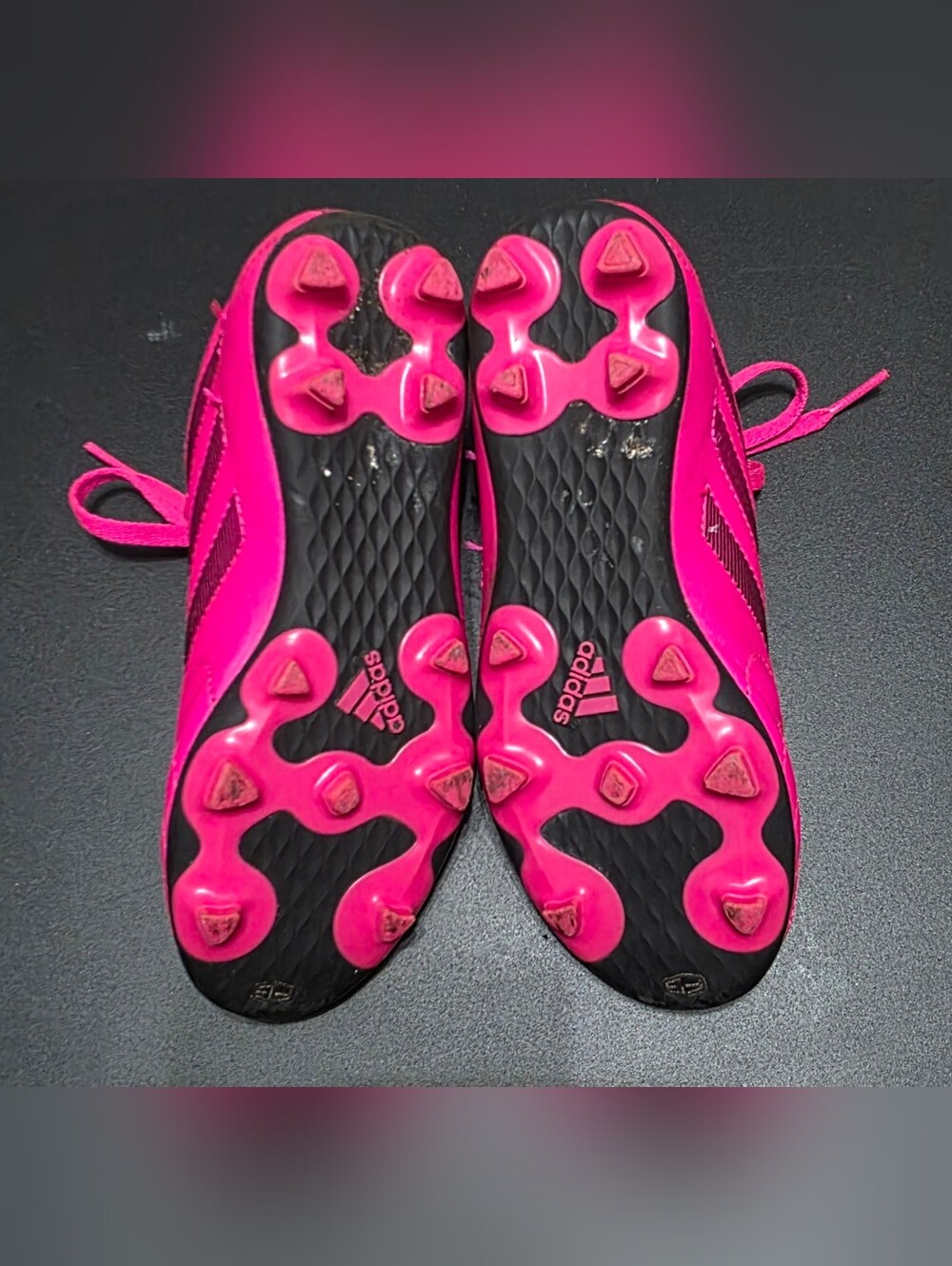 Adidas Kids Pink Lace-Up Athletic Soccer Cleat Shoes - Picture 3 of 4